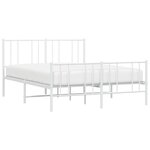 vidaXL Cadre de lit métal sans matelas et pied de lit blanc 135x190 cm