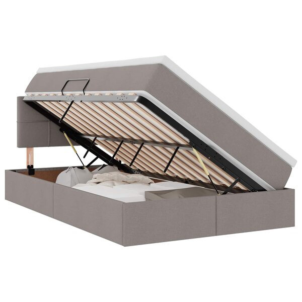 vidaXL Lit avec rangement et LED avec matelas Taupe 120 x 200 cm tissu