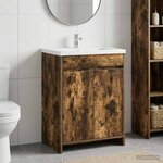 vidaXL Meuble sous lavabo de salle de bain Chêne fumé