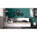 Lit enfant LIFE 90 x 190/200 - Rangements - chêne et blanc