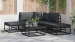 vidaXL Ensemble de canapé de jardin 5 Pièces Noir 211.5 x 211.5 x 71 cm