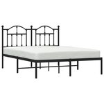 vidaXL Cadre de lit métal sans matelas avec tête de lit noir 140x190cm