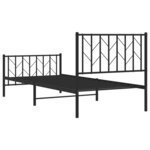 vidaXL Cadre de lit métal avec tête de lit/pied de lit noir 90x190 cm