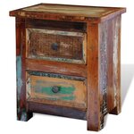 vidaXL Table de chevet avec 2 tiroirs Bois massif recyclé