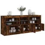 vidaXL Buffet avec lumières LED chêne fumé 162x37x67 cm