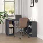 vidaXL Bureau Gris 110x50x75 cm Bois massif de pin