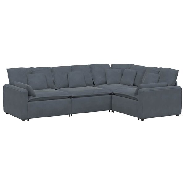 vidaXL Canapé modulaire avec coussins en velours gris foncé