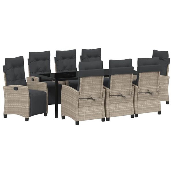 vidaXL Ensemble de salle à manger pour jardin 9 Pièces Gris clair