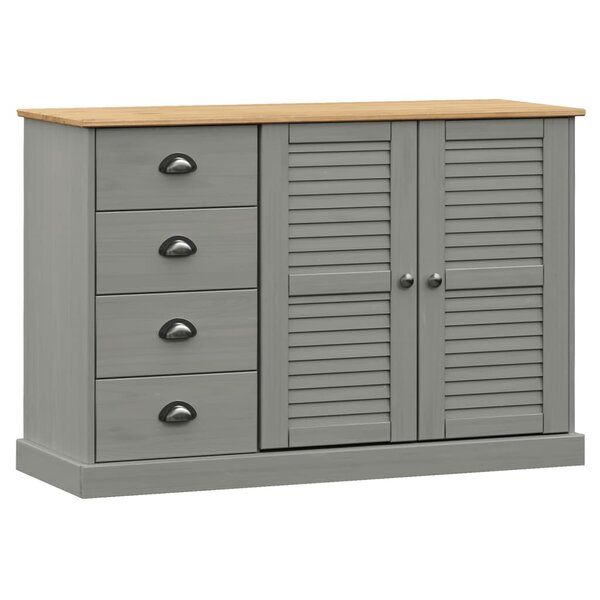 vidaXL Buffet avec tiroirs VIGO 113x40x75 cm gris bois massif de pin