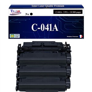 T3AZUR - 3x Tonesr compatibles avec Canon 041 (0452C002) pour Canon LBP312x MF522X MF525X Noir - 10 000p
