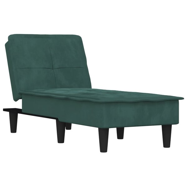 vidaXL Chaise longue vert foncé velours