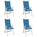 vidaXL Coussins de chaise à dossier haut lot de 4 bleu mélangé tissu