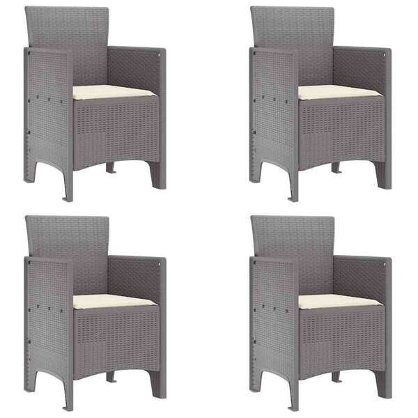 vidaXL Chaise de jardin 4 Pièces Gris clair 53 x 49 x 85 cm PP