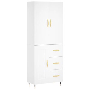 vidaXL Buffet haut Blanc 69 5x34x180 cm Bois d'ingénierie