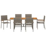Ensemble de salle à manger de jardin vidaXL 7 pièces gris poly rattan
