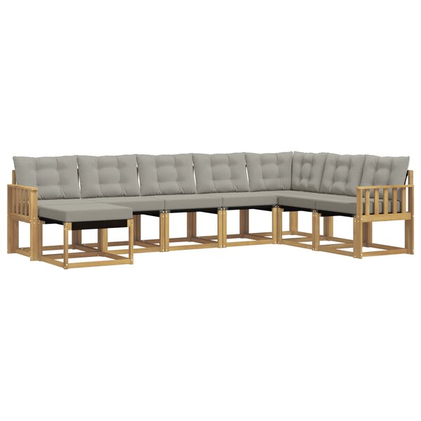 vidaXL Ensemble de canapés d'extérieur 8 Pièces Blanc et gris clair