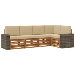 vidaXL Ensemble de canapé d'angle avec coussin 5 Pièces Naturel et Beige