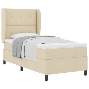vidaXL Lit à ressorts avec matelas Crème 100 x 200 cm tissu