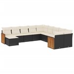 vidaXL Salon de jardin 11 Pièces avec coussins noir résine tressée