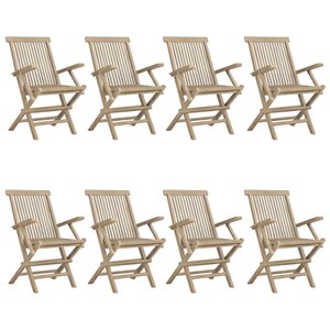 vidaXL Chaises de jardin pliantes lot de 8 gris 56x61x89 cm bois teck