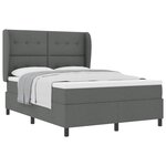vidaXL Lit à ressorts avec matelas Gris foncé 160 x 200 cm tissu