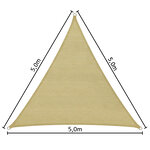 Tectake Voile d'ombrage triangulaire, beige - 500 x 500 x 500 cm