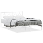 vidaXL Cadre de lit métal avec tête de lit blanc 140x190 cm