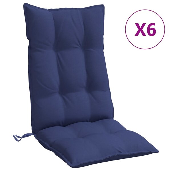 vidaXL Coussins de chaise à dossier haut lot de 6 bleu marine