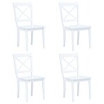 vidaXL Chaises à manger lot de 4 blanc bois d'hévéa massif