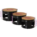 vidaXL Tables de bar forme tambour 3 Pièces bois de manguier massif brut