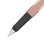 Stylo plume rechargeable monochrome Stabilo Flow - Plume M de haute qualité - Poignée ergonomique - Cartouche bleu roi incluse - Corps marron clair
