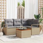 vidaXL Ensemble de canapé de jardin 5 Pièces Beige Poly rotin