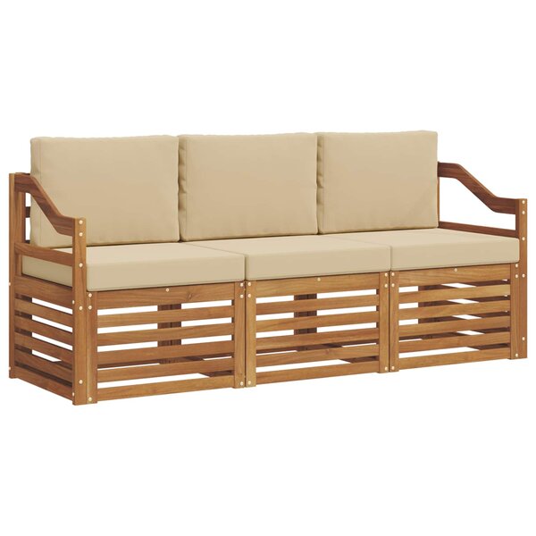 vidaXL Ensembles de canapés 3 pc Naturel et Beige Bois d'Acacia Massif