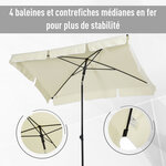 Parasol rectangulaire inclinable alu acier polyester haute densité diamètre 2 m beige clair