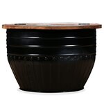 vidaXL Table basse Bois de récupération massif Forme de baril Noir