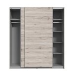 Armoire de chambre -Panneaux de particules - Décor chene cendré clair - 2 portes - L 170,3 x P 61,2 x H 190,5 cm