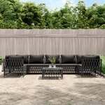 vidaXL Salon de jardin 8 Pièces avec coussins anthracite acier