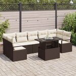 vidaXL Ensemble de canapé de jardin avec coussin 8 Pièces Marron et crème