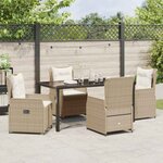 vidaXL Ensemble de salle à manger pour jardin 5 Pièces Beige polyrotin