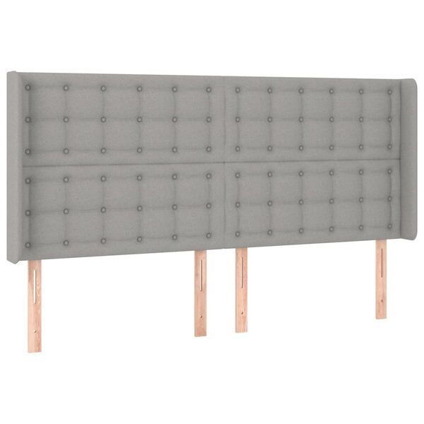 vidaXL Tête de lit avec oreilles Gris clair 183x16x118/128 cm Tissu