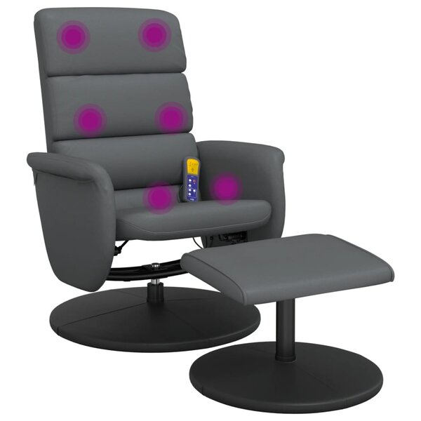 vidaXL Fauteuil inclinable de massage avec repose-pied gris similicuir