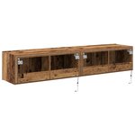 Mobilier TV vidaXL avec lumières LED 2 Pièces Bois ancien 80x35x31 cm