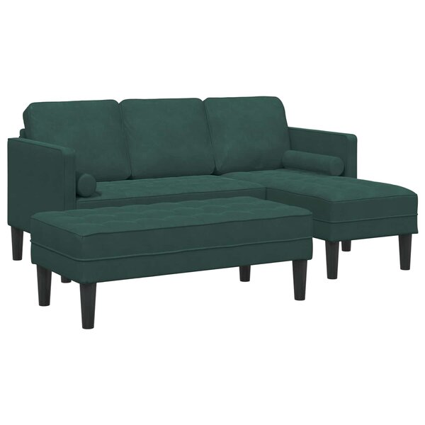 vidaXL Ensemble de Canapés avec coussin 2 Pièces Vert foncé Polyester