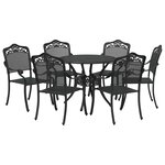 vidaXL Ensemble de salle à manger pour jardin 7 Pièces Noir Aluminium