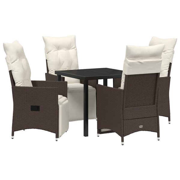 vidaXL Ensemble de salle à manger pour jardin 5 Pièces Marron Poly rotin