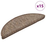 vidaXL Tapis d'escalier 15 pièces 56 x 17 x 3 cm Marron clair Demi-rond