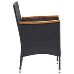 vidaXL Mobilier à dîner de jardin et coussins 3Pièces Résine tressée Noir