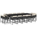 vidaXL Ensemble à manger de jardin 15 Pièces coussins noir résine tressée