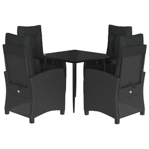 vidaXL Ensemble à manger de jardin coussins 5Pièces Noir Résine tressée