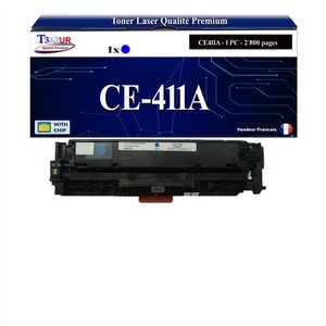 T3AZUR - Toner compatible avec CE411A 305X pour HP Laserjet Pro 300 color M351A M375NW Laserjet Pro 400 color M451DN M451DW M451NW M475DN M475DW - Cyan